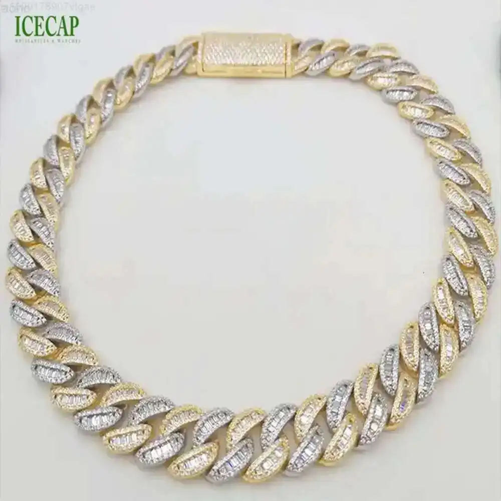 

Fashion Jewelry Necklaces Hiphop Custom 18mm Sterling Silver Ice Out Diamond Cuban Necklace Miami Moissanite Cuban Link Chain