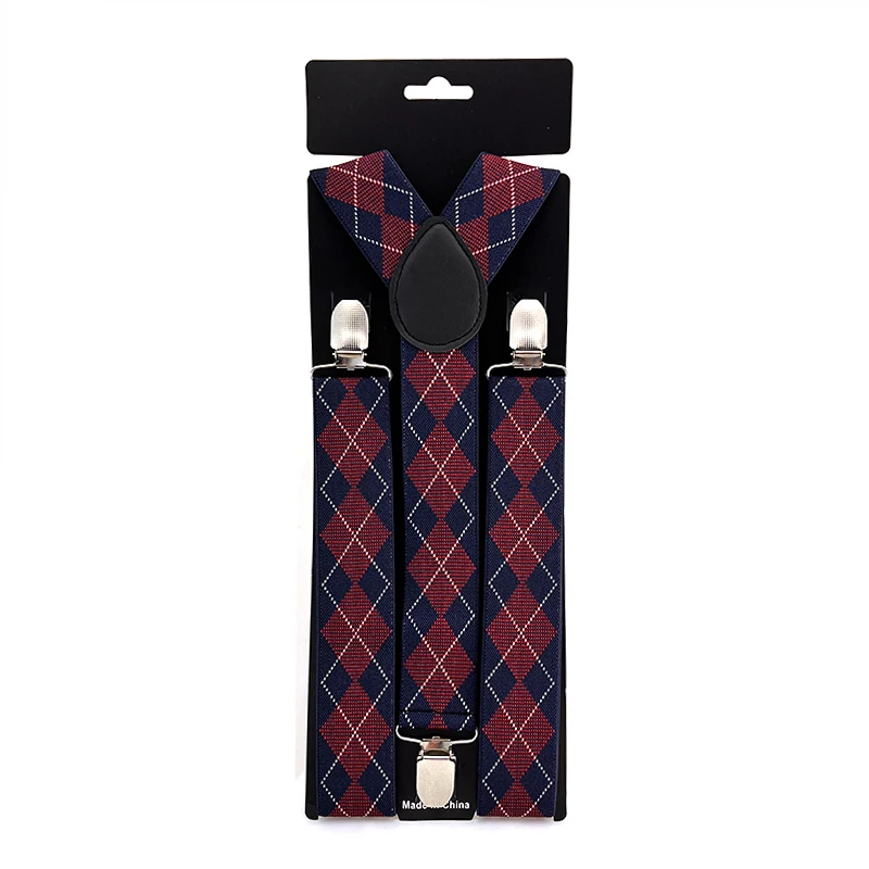 

Men's Retro Argyle Woven Jacquard Suspenders Y-Back Adjustable Elastic Braces with Strong Metal Clips for Business Wedding Party