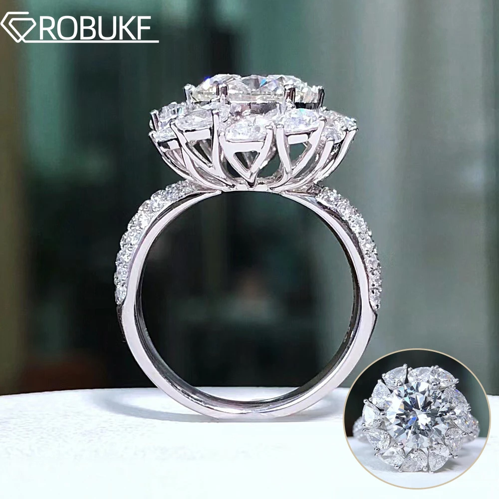 

Luxury 3CT Moissanite Engagement Ring with Certificate Sparkling Diamond 925 Sterling Silver Wedding Band Jewelry Ring For Women