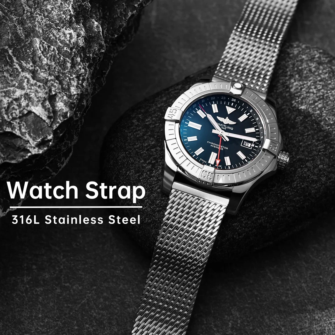 Stainless Steel Mesh Watch Band with Dual Lock Clasp Milanese Loop for DW, Apple, Huawei, Samsung Smartwatches