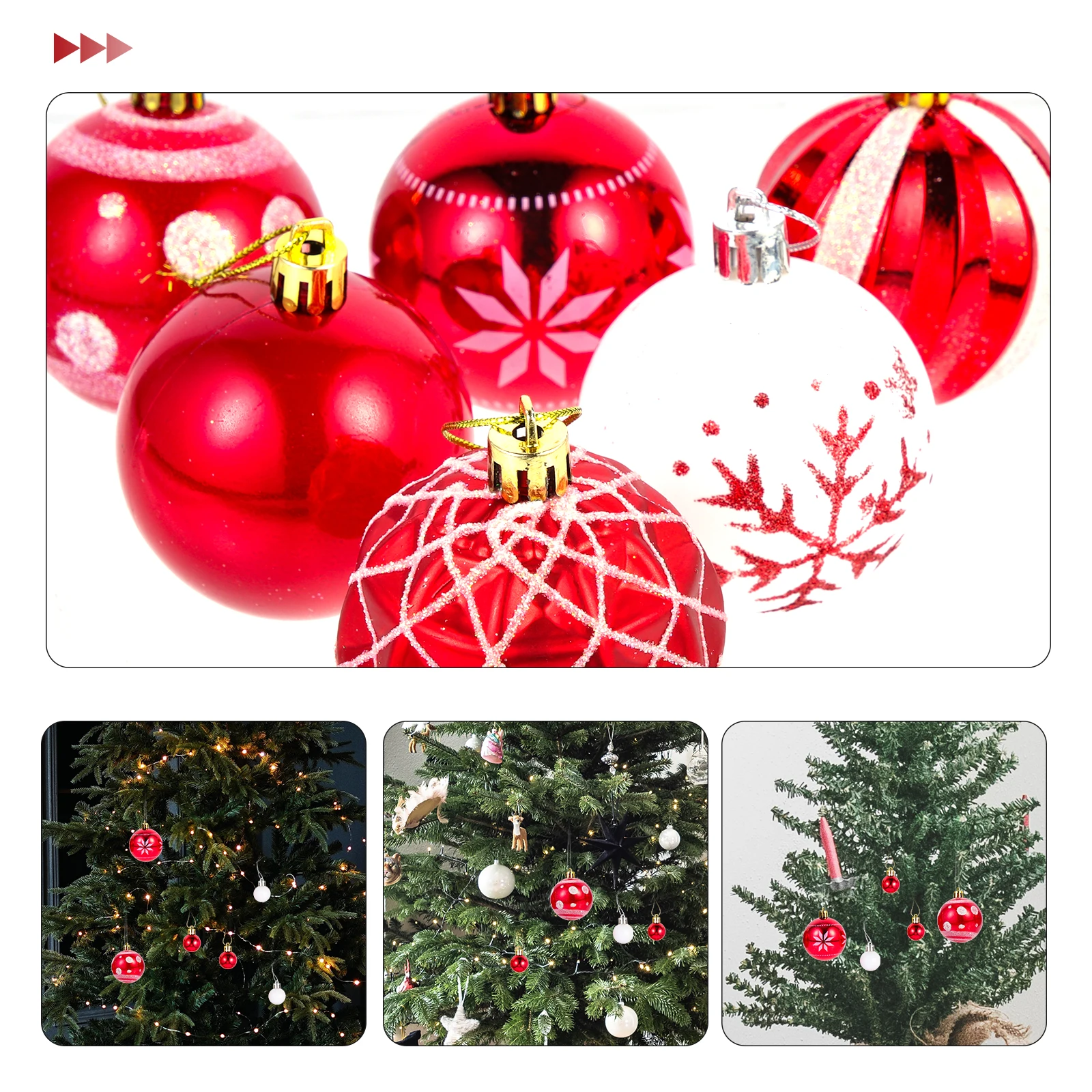 

42pcs Christmas Ball Pendant Flocked Plastic Hanging Ornament Xmas Tree Decor Wedding Party Decoration Light Weight Easy Hang