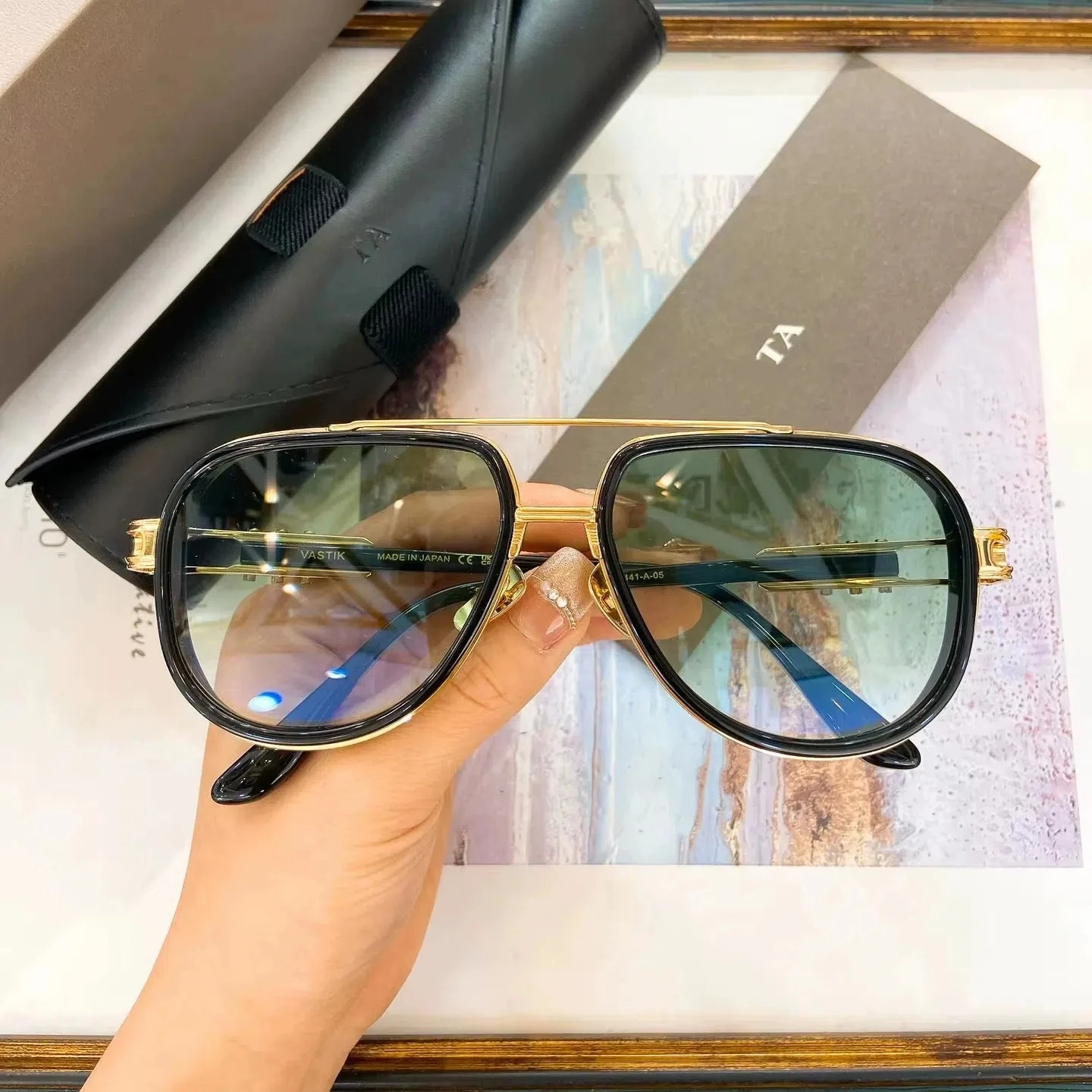 

Original Factory For DIYTA DT DTS441-A With Brand Box Alloy+Acetate Frame Fashion Gradient Green Lenses Men Women Sunglasses