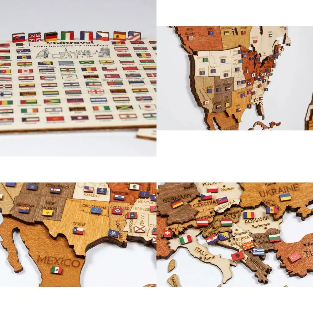 

Wooden Flag Markers with Adhesive Back - 346 Piece Set for Maps, Bulletin Boards, and Office Use