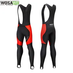 WOSAWE Winter Cycling Pants  Fleece Windproof Cycling Bib Shorts Warm 3D Sponge Pad Winter Cycling Pants Bib Trouser