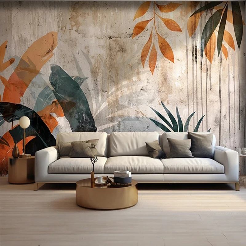 Custom 3D Oil Painting Leaf Wall Mural Simple Elegant Hand Painted Wallpaper Modern Bedroom Living Room Background Home De