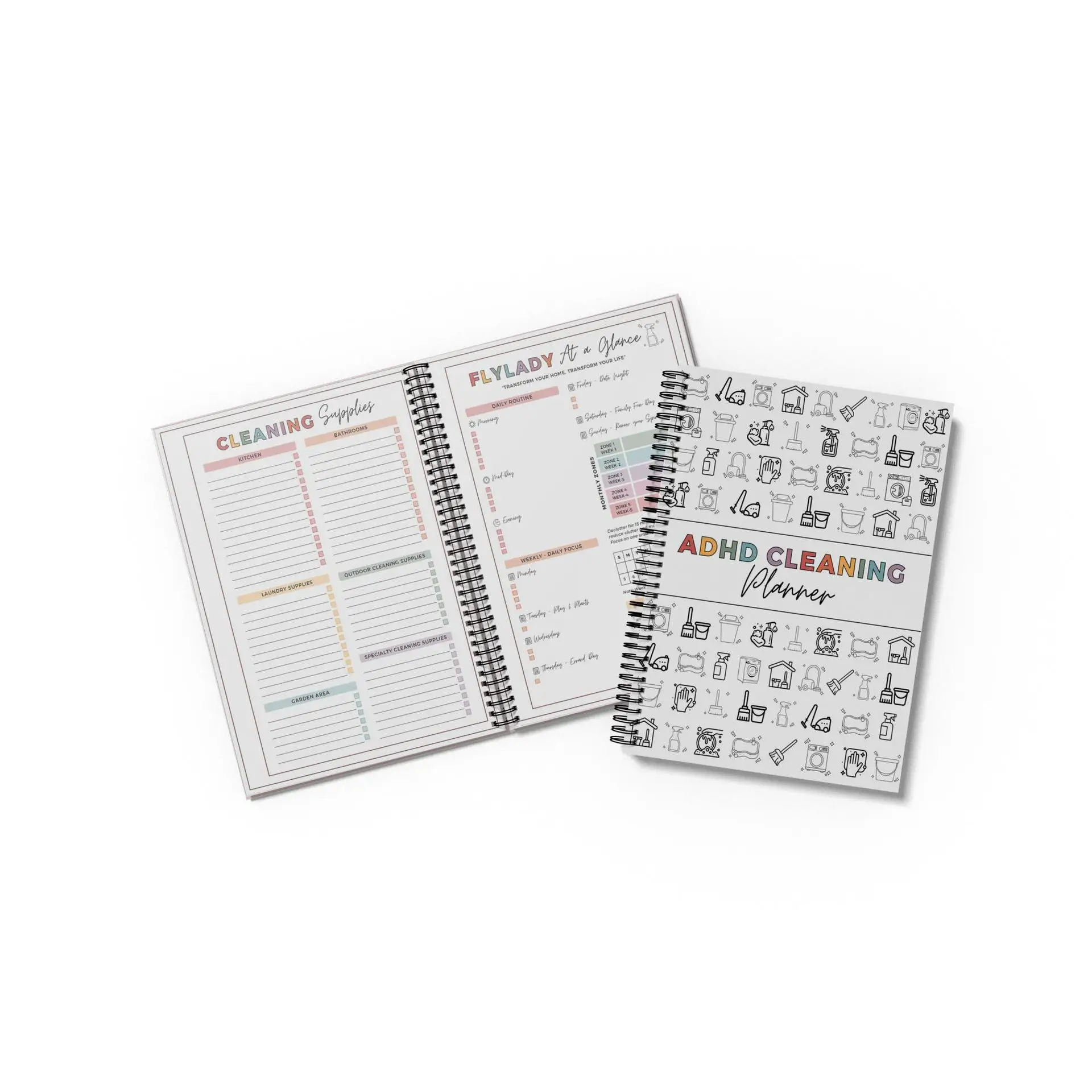 2025 منتج جديد رائجة البيع ADHD تنظيف جدول التنظيف المنزلي قائمة التنظيف السنوية كتاب الخطة