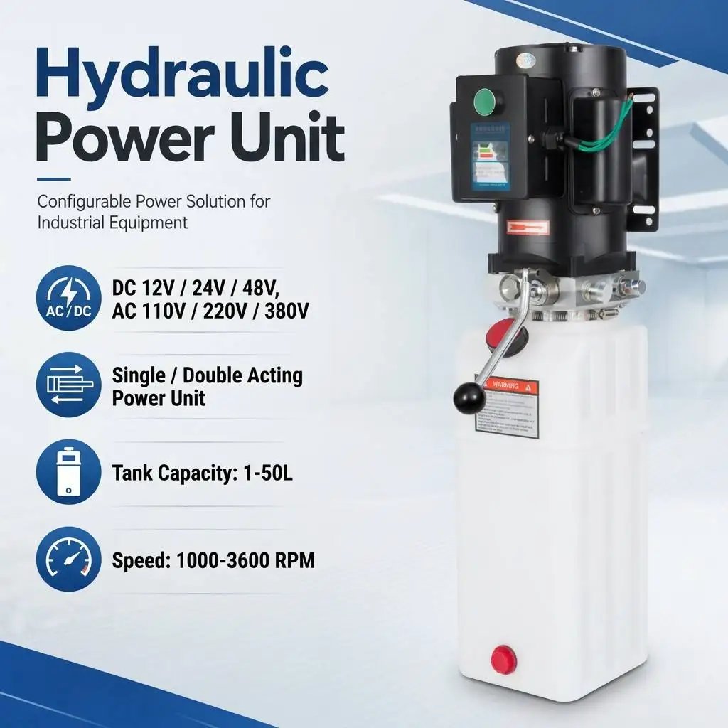 DC 12V 24V Hydraulic Power Unit 1.5-50L Plastic Cast Iron Tank Copper Motor Hydraulic Power Unit For Dump Trailer Truck Hoist