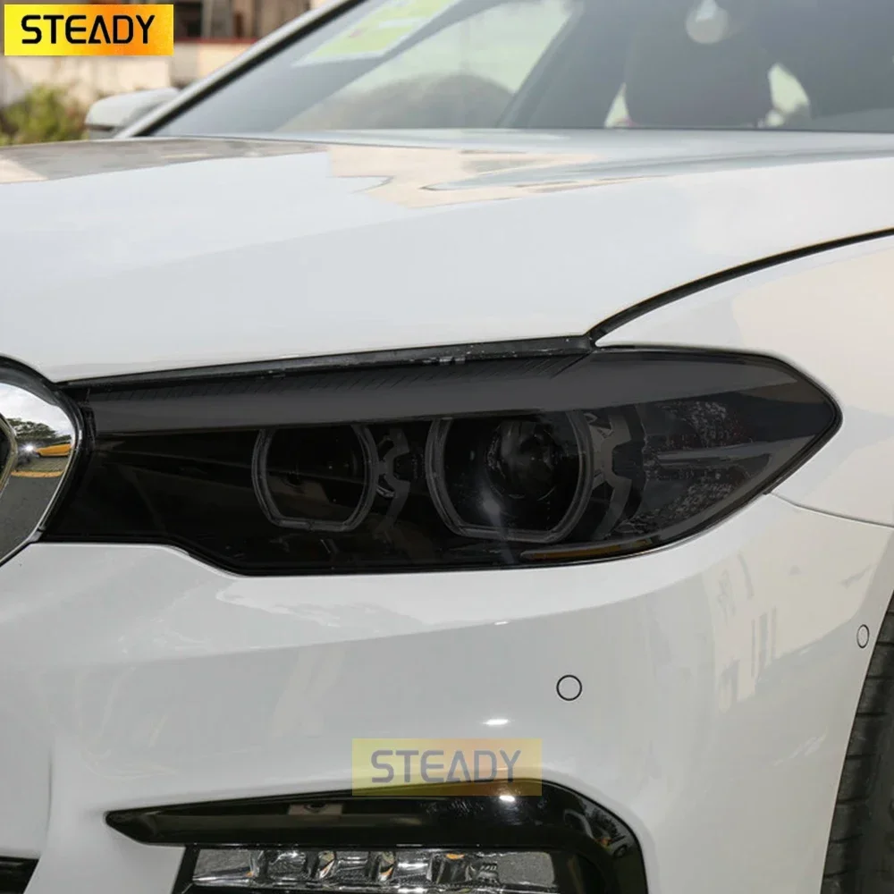 

2 Pcs Car Headlight Protective Film Headlamp Transparent Black TPU Sticker For BMW 5 Series GT F07 F10 F11 G30 G31 Accessories