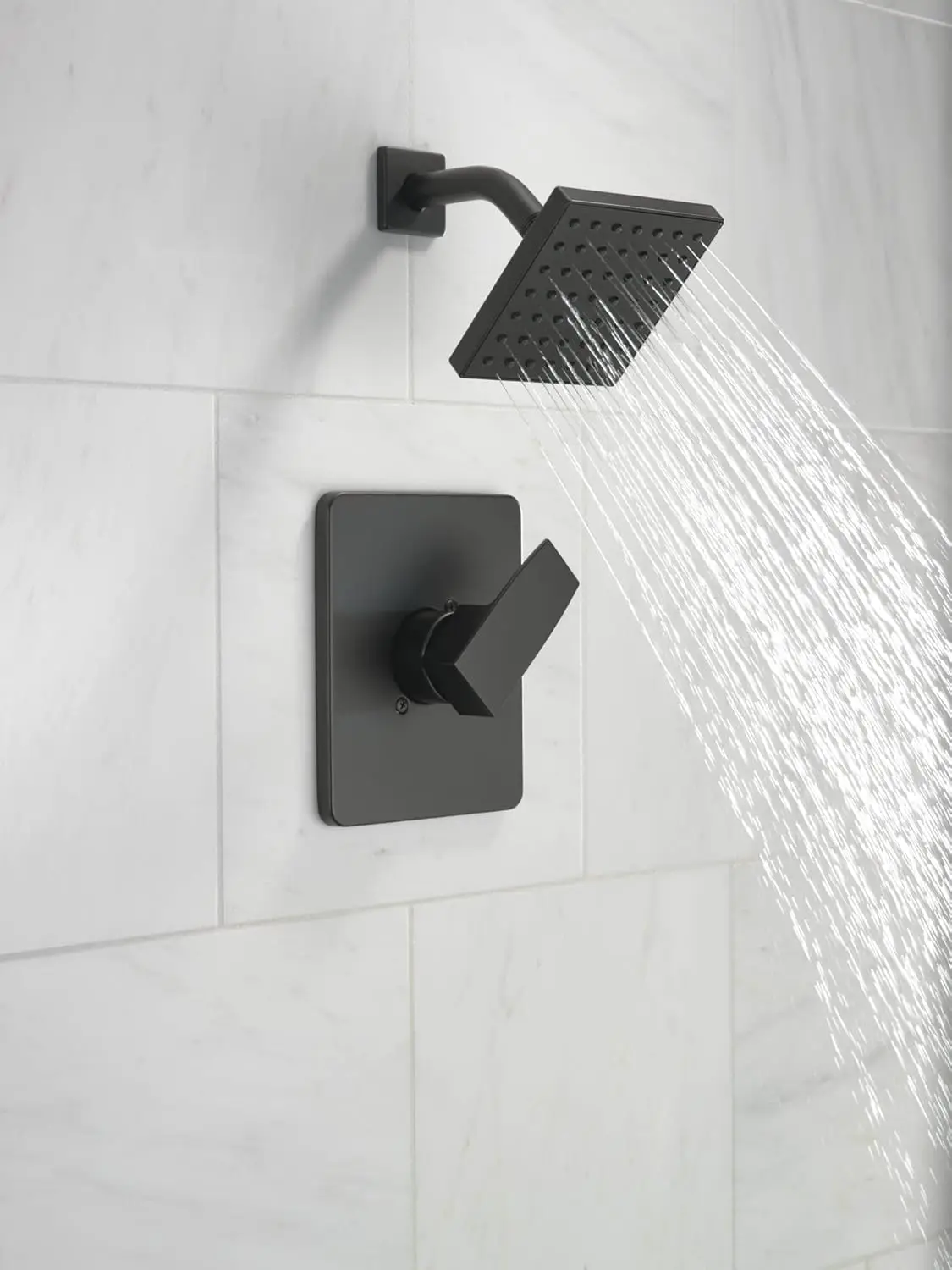 DELTA FAUCET Modern 14 Series Matte Black Shower Faucet Shower Trim Kit Single-Spray Touch-Clean Black Shower Head