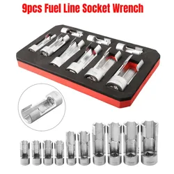 9x Fuel Line Socket Wrench 10-22mm 1/4 3/8 1/2Inch Diesel Injector Union Nut Socket For Pipe Connector Reoval Car Repairing-Tool