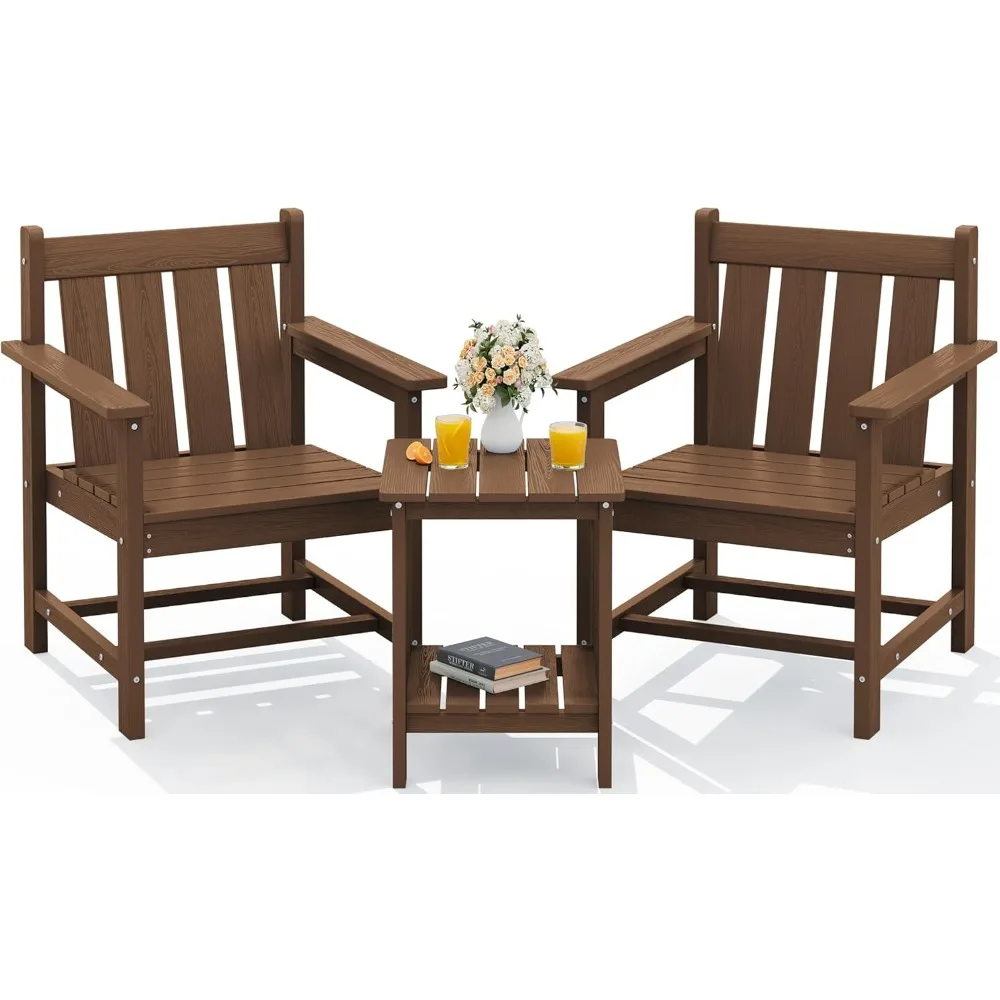 

"Weather-Resistant 3-Piece Patio Bistro Set with Adirondack Chairs and Side Table, HDPE Outdoor Furniture for Balcony"