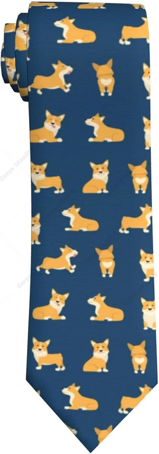 

Corgi Men Novelty Neckties Dog Seamless Pattern Fashion Neck Tie Print One Size Pets Owner Ties