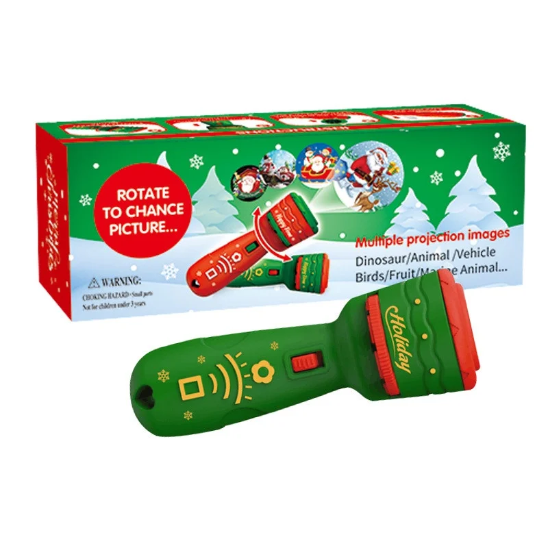 Flashlight Christmas Projector Lifelike Santa Claus Christmas Tree Education Toy Gift Baby Sleeping Comforting Toy