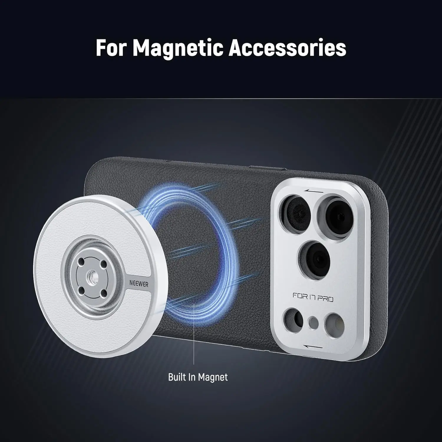 NEEWER Handyhülle für 17 Pro/Pro Max, modulare, robuste TPU/PC-Telefonabdeckung mit 67 mm Filterring und 17 mm Objektivrückplatte – Detail 4