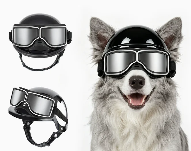 Dog Goggles with Helmet for Medium Large Dog  Doggy Helmet Sunglasses Set Small Dogs Outdoor Driving Walking Dog accessories