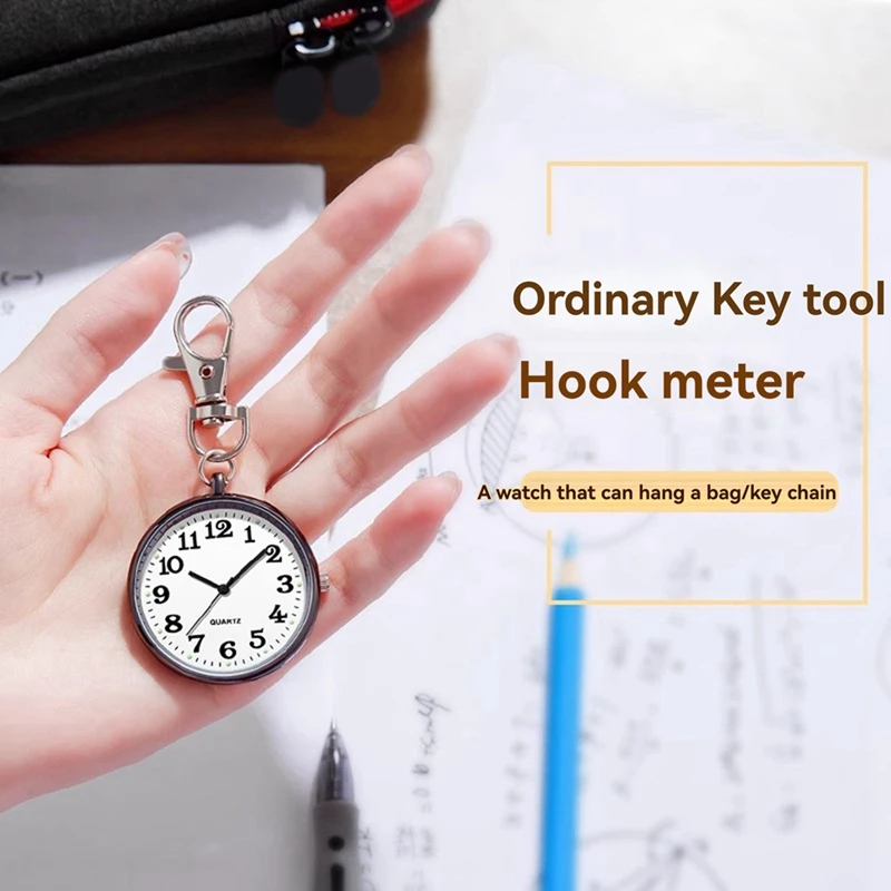 

Clip on Pocket Watch with Key Buckle for Nurses Black+BlackJAS