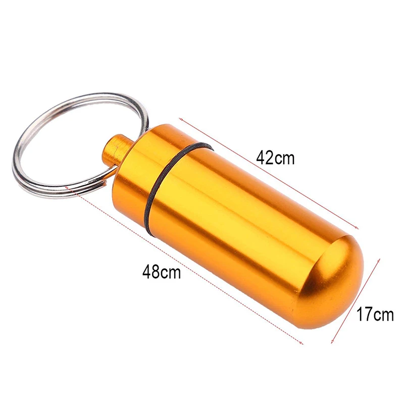 9Pcs Mini Aluminum Pill Box Case Bottle Medicine Tablet Capsules Holder with Keychain for Outdoor Sports Camping Hiking