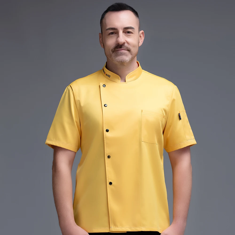 Barman Vêtements de travail Vestes Cafétéria WaClaShirts attribuables Chef CombBlouse à manches courtes Grande taille Uniformes de cuisine M-4XL