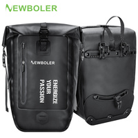 NEWBOLER  Bike Pannier Bag 27L Big Capacity Waterproof Rear Rack Black Travel Bicycle Bag Electric Bike Rear Seat Trunk Bag
