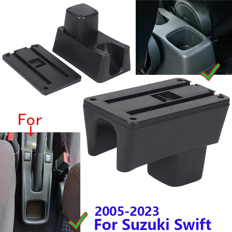 Boîte d\'accoudoir de voiture pour Suzuki Swift, accessoires de voiture, détails intérieurs, boîte de rangement, pièces de rénovation, 2005-2023