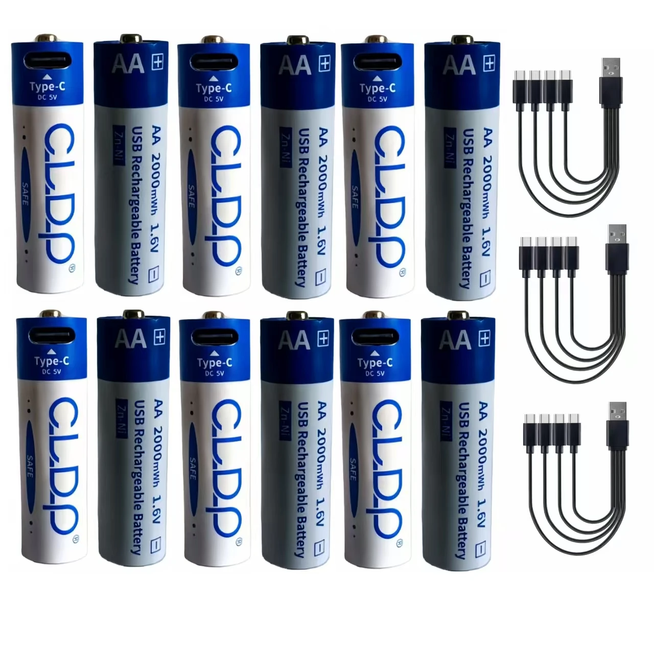 12pcs/lot 1.6V AA rechargeable battery NI-ZN 2000mWh USB battery beard trimmer microphone fingerprint lock special battery