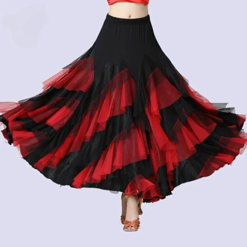 

Women Dancing Costume Flamenco Waltz Ballroom Dance Skirt Classical Big Swing Spanish long Skirt