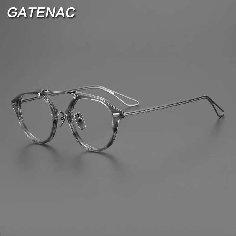 Vintage Titanium Acetate Eyeglasses Frame Men Pilot Retro Prescription Myopia Optical Glasses Frame Women Luxury Brand Eyewear