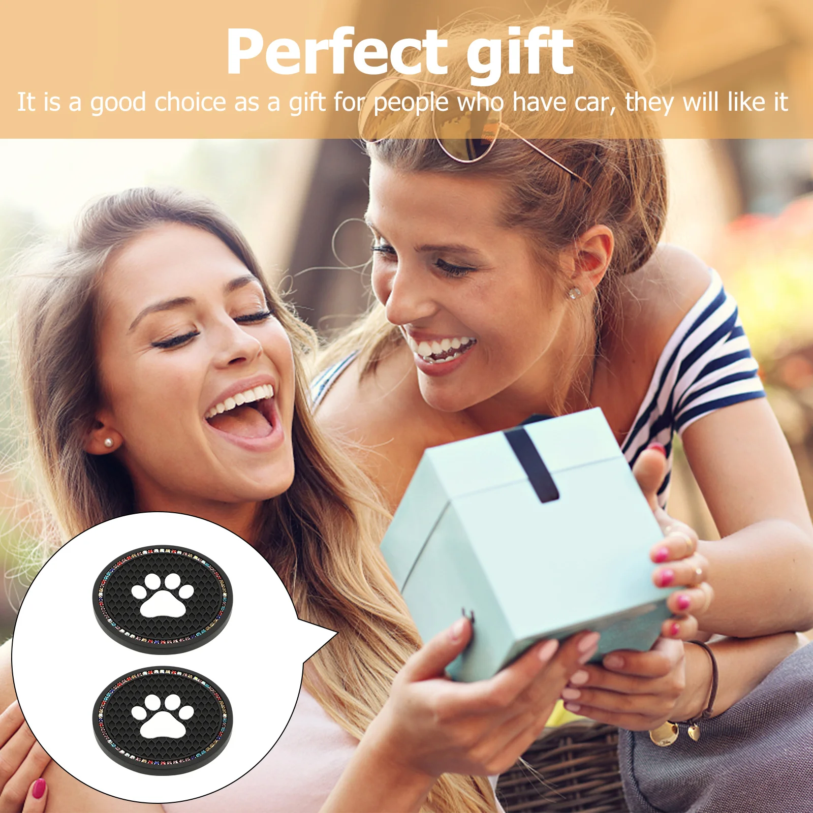 

2Pcs Cat Claw Car Coasters High Quality Diamond Design Heat Insulation Anti Slip Protects Car Surface Diamond Coasters