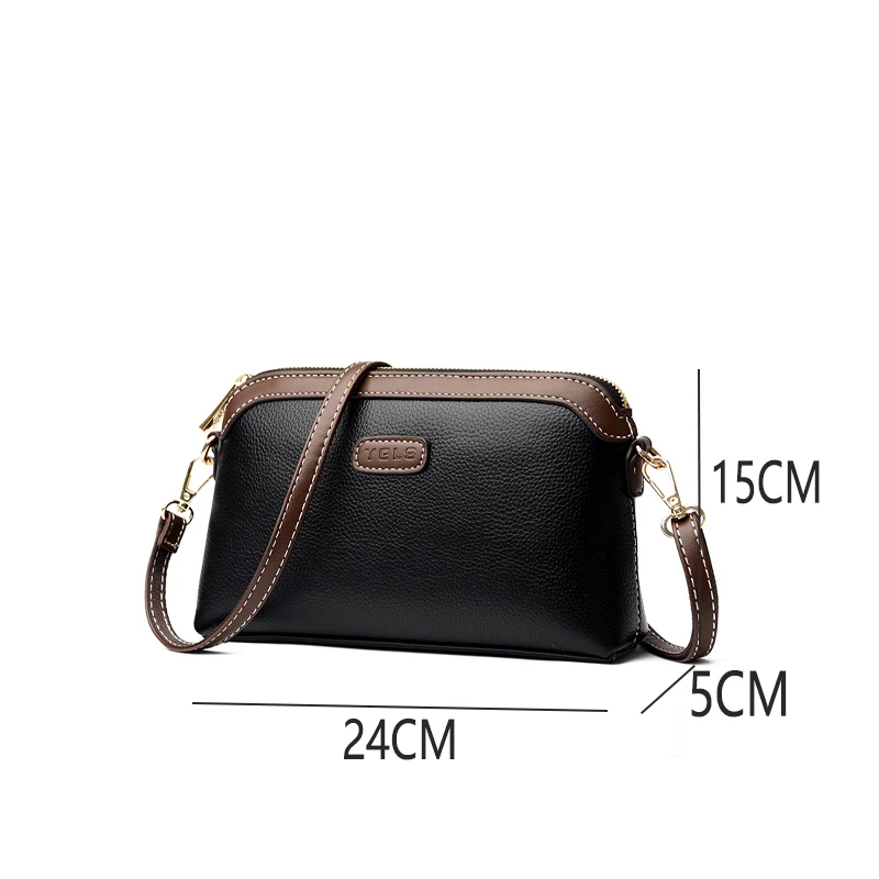 Bolsa Crossbody de Couro Macio para Mulheres, Bolsas de Ombro Femininas, Carteira, Marca de Luxo, Alta Qualidade, Moda, Famosa, Menina, Sac A Main