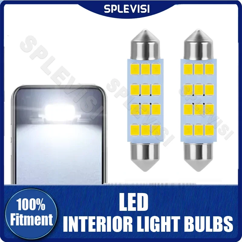 

2Pcs LED 562 561 564 44mm Interior Courtesy Door Dome Map Luggage Trunk Light Bulbs Replace Halogen Bulbs Easy plug and play