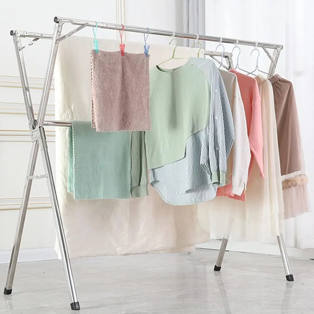 Portable Folding Clothes Drying Rack: Lightweight, Stable, Indoor/Outdoor Use (2.4m)