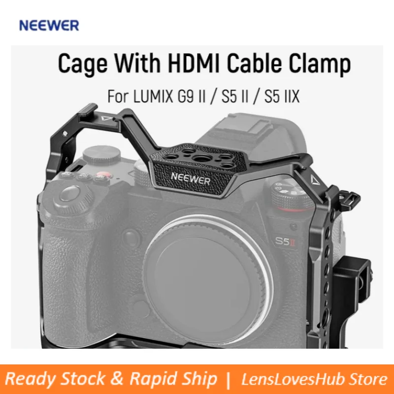 

NEEWER Camera Cage for Panasonic LUMIX S5 II/S5 IIX G9 II: Video Rig with HDMI Cable Clamp, NATO Rail & Arca QR Base