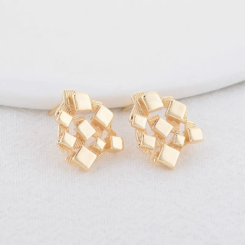 15*18MM 14K Gold Color Plated Brass Warp Stud Earrings High Quality Diy DIY Jewelry Making Finding Accessories