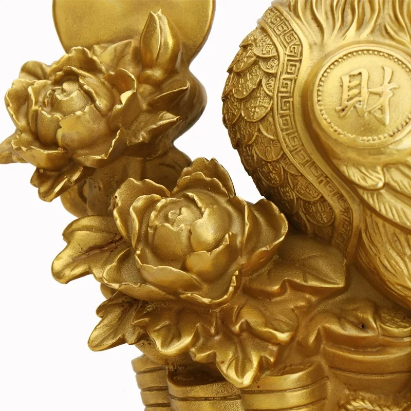 Yangtongji Zodiac Rooster Figurine - Bronze Rooster Ornament - Auspicious Rooster