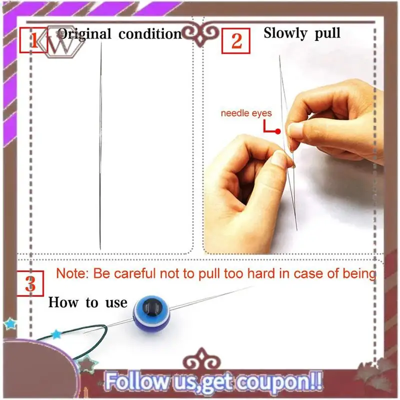 (Новинка) - Набор игл для бисероплетения, 60 шт., 5 размеров, 20 игл с большим ушком и 40 длинными прямыми и бутылкой для легкого натяжения