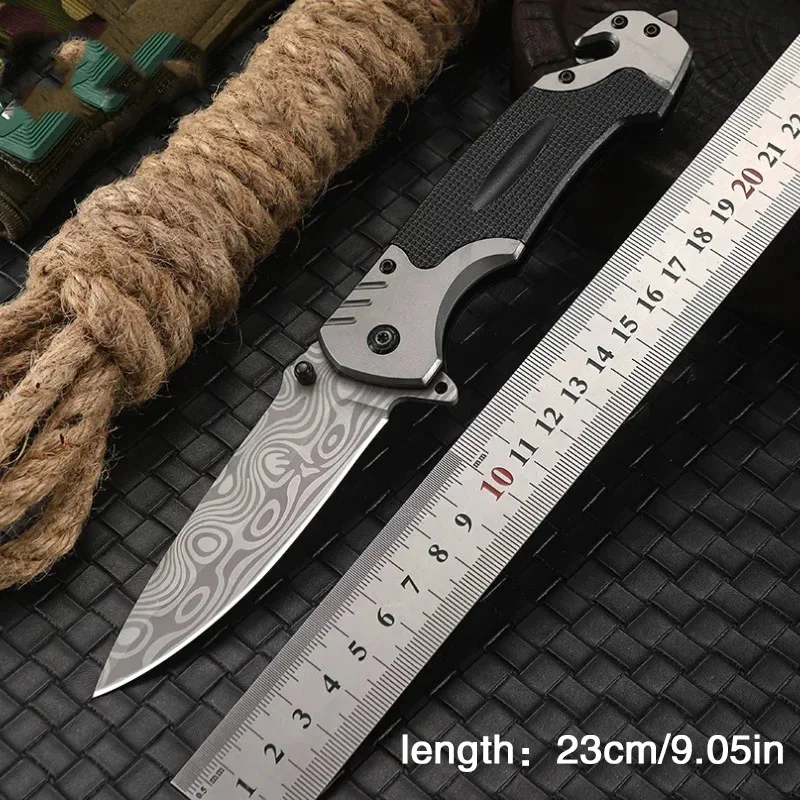 Outdoor-Klappmesser – Klinge aus hochhartem Stahl, scharf und kompakt, perfekt zum Mitnehmen, geeignet für Camping und Überleben.