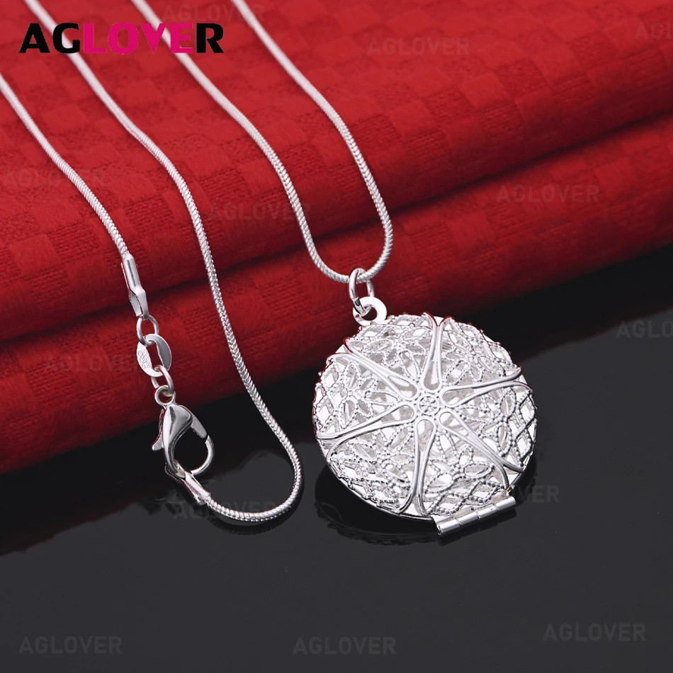 

AGLOVER 925 Sterling Silver Star Round Box Pendant Necklace Women's All-match Commuter Accessory Party Jewelry