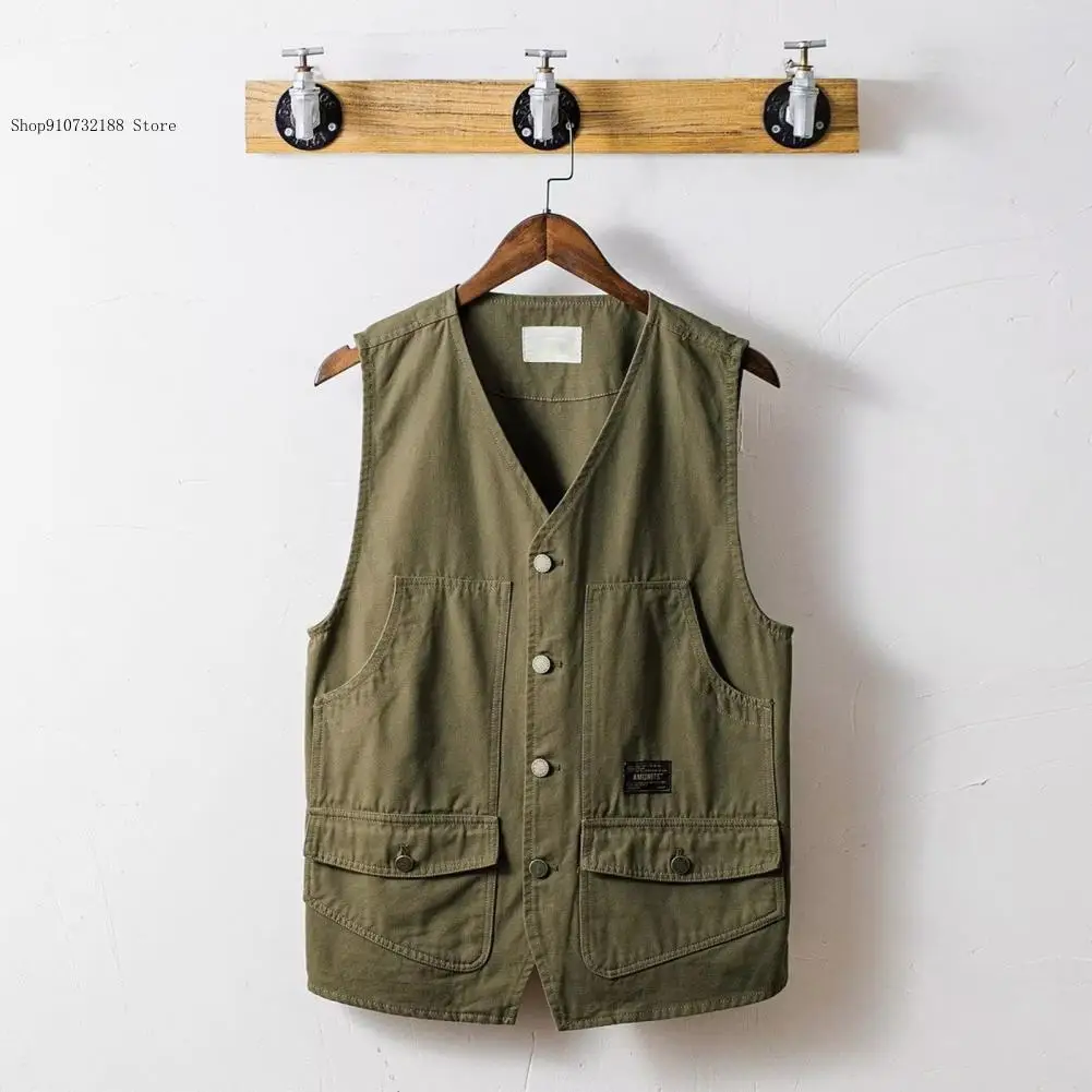 Spring/summer Retro Vest Sleeveless Work Suit Vest Coat Jacket Men