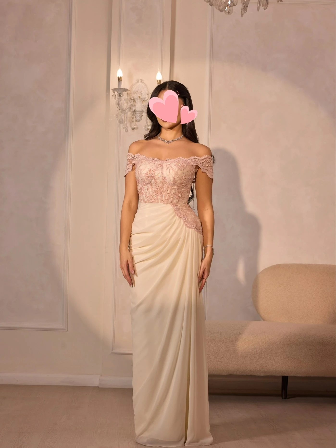 

Other Shore Elegant Vintage Sweet BeigePink Chiffon Lace Stylish Customized Formal Occasion Prom Dress Evening Party Gowns