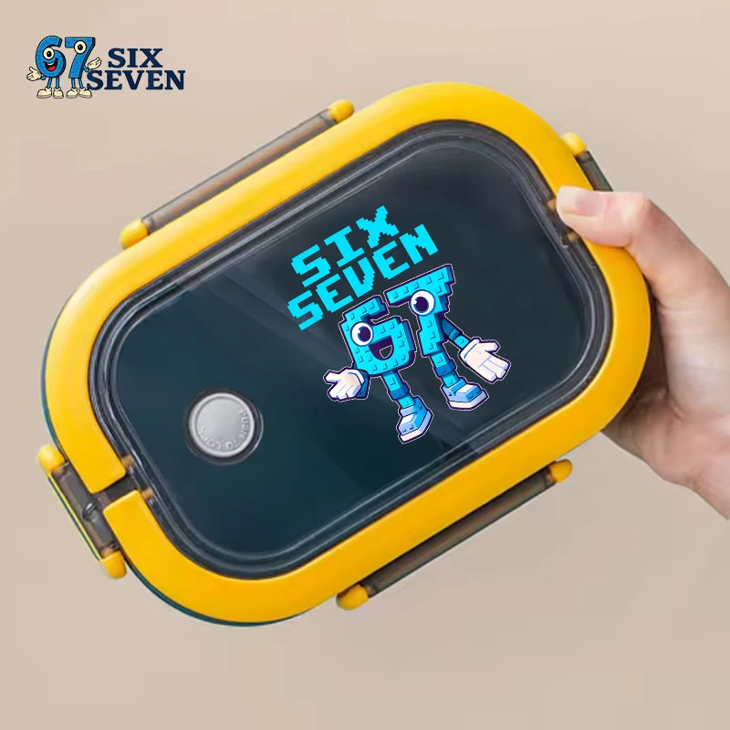 67 Six Seven Double-layer Lunch Box Steal A Brainrot Cartoon Fashion Bento Box Picnic Boxes Large Capacity Portable Lunch Case view 2