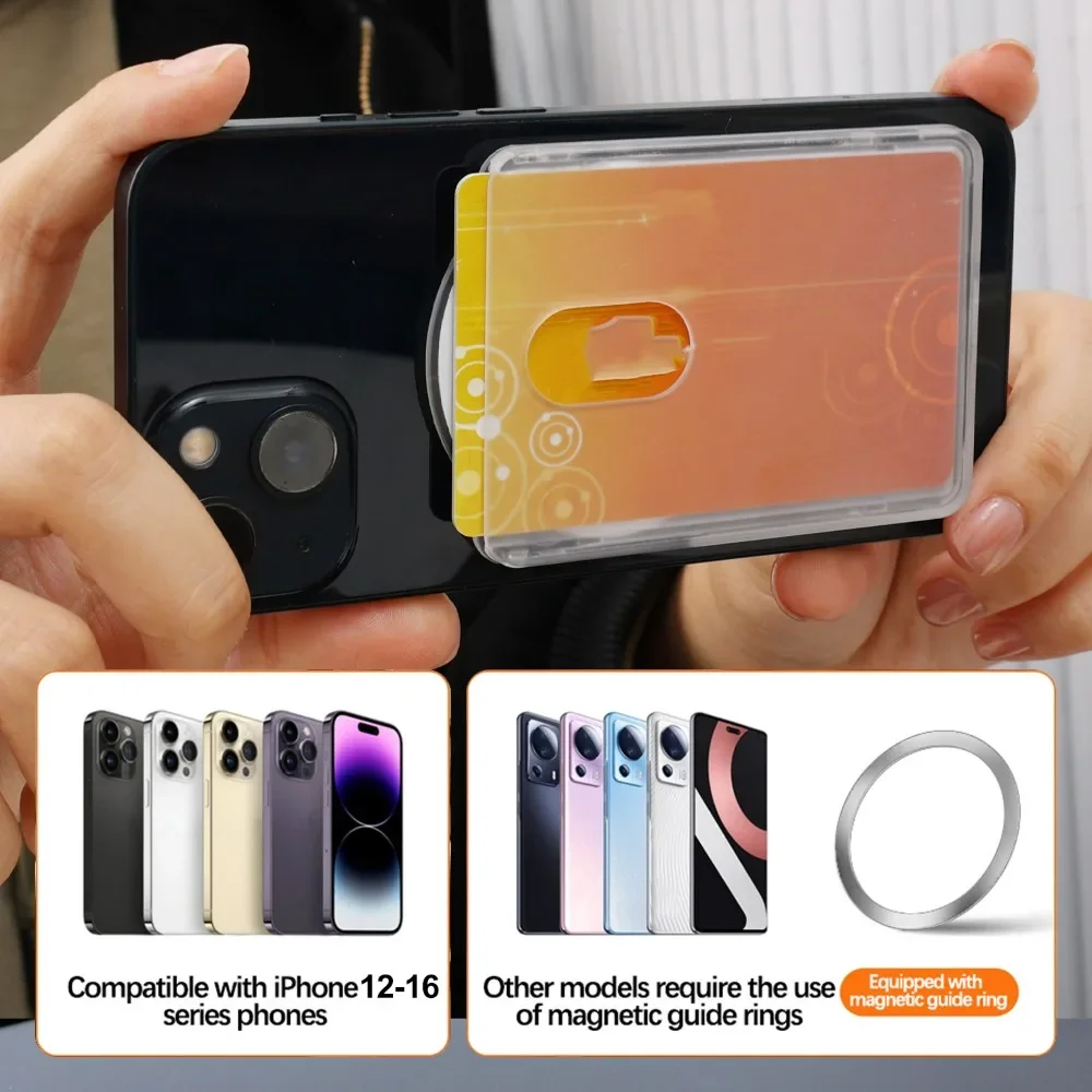 Прозрачный чехол для магнитной карты для держателя карт Magsafe, чехол-кошелек, прозрачная подставка для ПК, чехол для телефона с картой IPhone, адсорбционный чехол