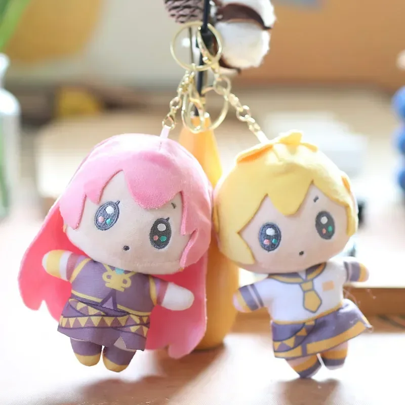 14CM Anime Hatsune Miku KAITO MEIKO Luka Kagamine Rin Len Figure Kawaii Q version Plush Doll Keychain Bag Pendant decor toy Gift