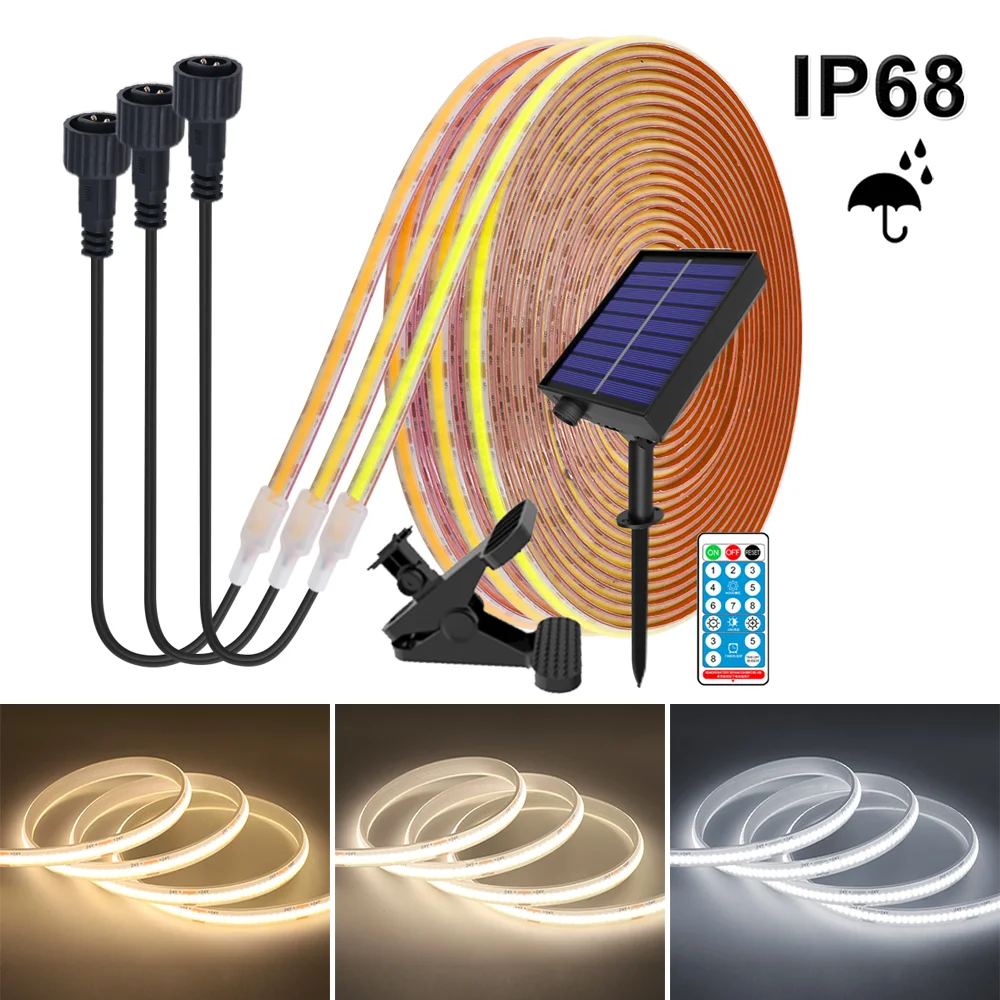 

IP68 Waterproof COB LED Strip Solar Light 12V 320Leds/m FOB LED Tape RA90 3000K 4000K 6000K High Density Outdoor Linear Lighting