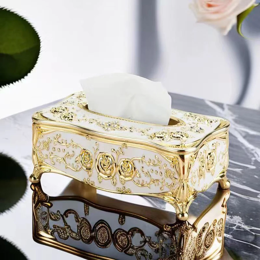 1PC European style tissue box, restaurant napkin extraction box, living room desktop paper extraction storage box