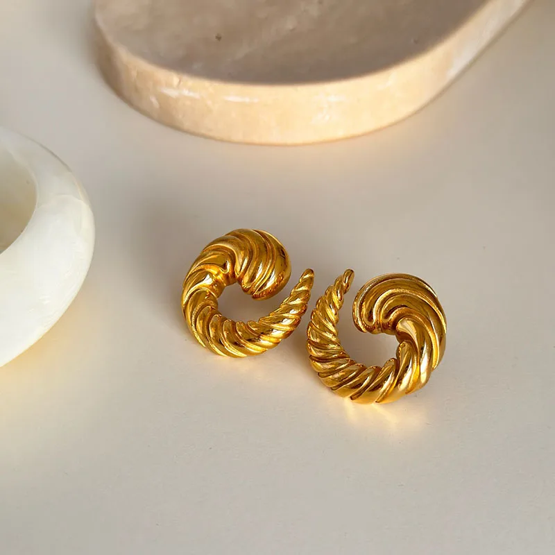 Gypsy dancer swirling earrings stainless steel statement earrings for women chunky stainless steel jewelry non tarnish image 4