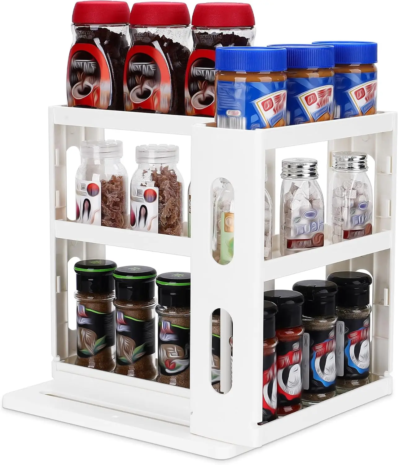 

3-х уровневый органайзер для стоек для специй, выдвижной шкаф для хранения, кремово-белый, 10,8 дюйма В x 5,8 дюйма Ш