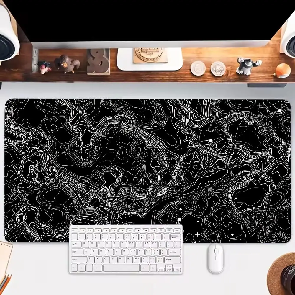 

black art line Mouse Pad Gamer Keyboard Large Office Accessories Gaming Mousepads Non-slip Laptop Tablet Mat PC Playmat