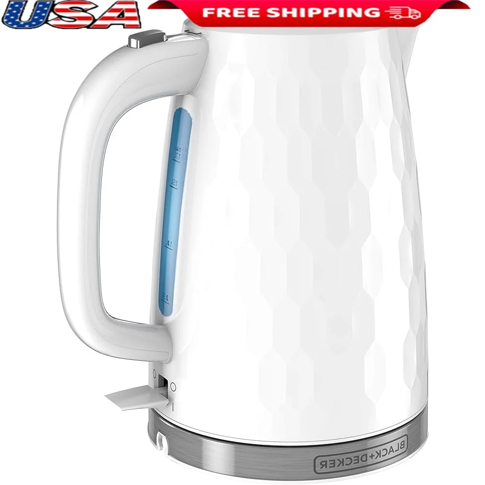 

Cordless Electric Kettle 1.7L Rapid Boil Auto Shutoff Textured Finish Water Window Scale Protection 360 Degree Swivel Base