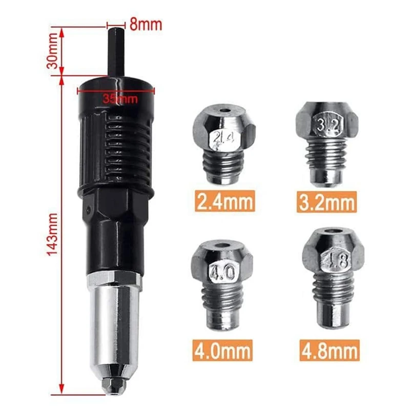 AT51-Rivet Gun Adapter Core-ดึง Rivet Gun Conversion Joint สว่านไฟฟ้า Rivet เครื่องดึง Rivet Rivet หัวปืน
