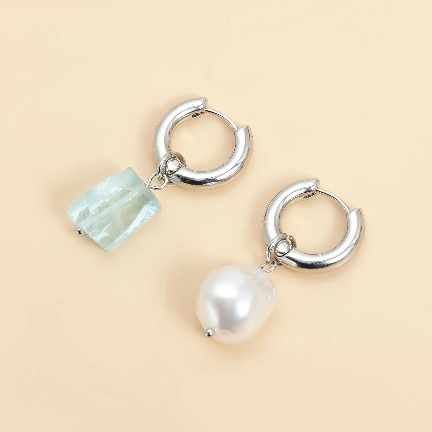 New Irregular Lava Shattered Ice Blue Retro Design Asymmetry Jewelry Geometric Fashion Earrings Daily Accessories Gift